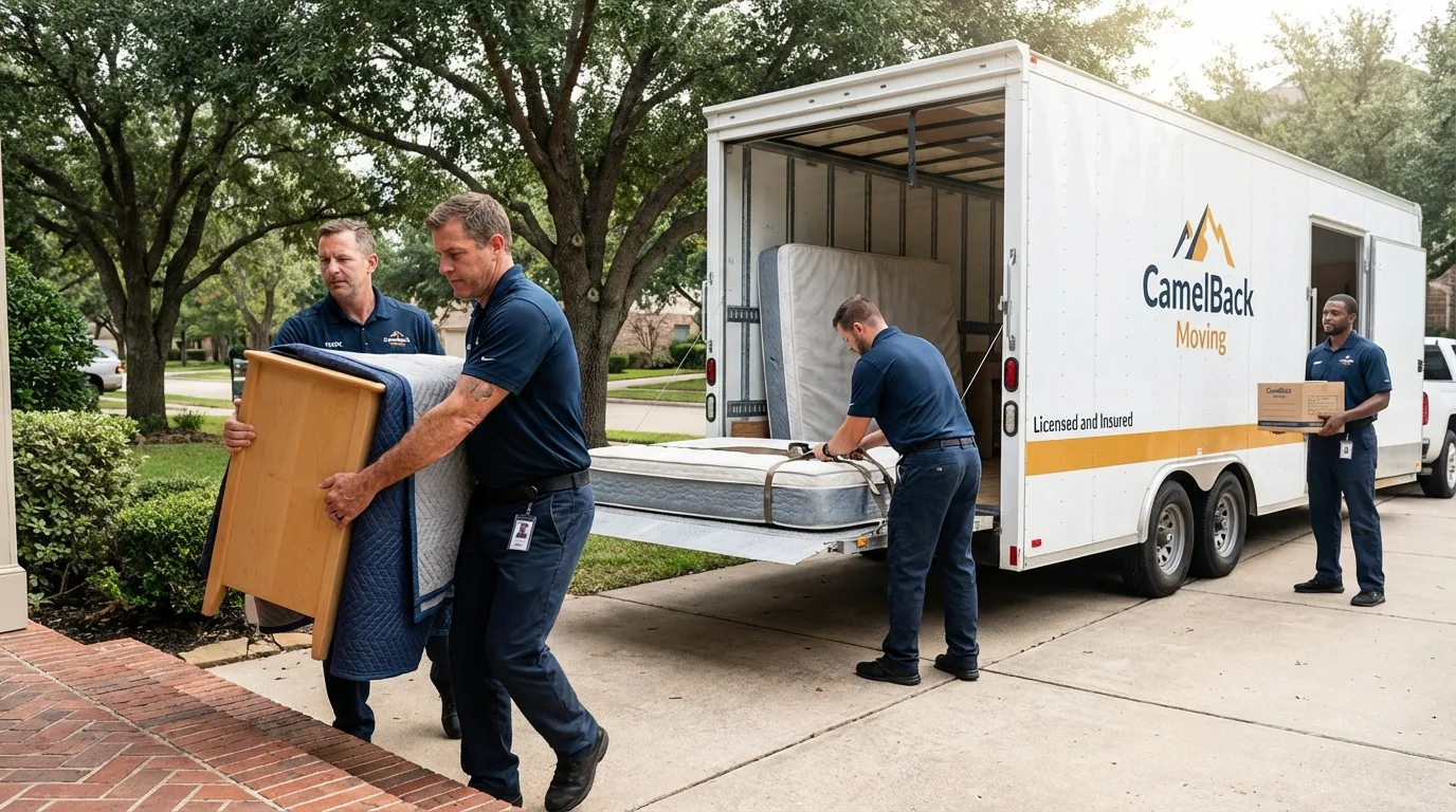 Crew loading residential truck for cross-state move from Tylertown, MS
